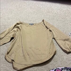 Vince Tan Asymmetrical 3/4 Sleeve Blouse